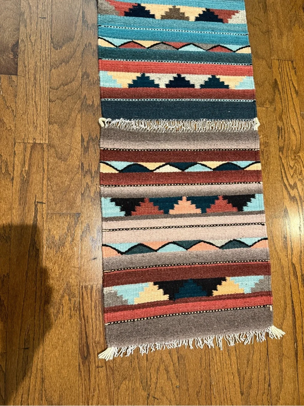 Vintage Southwestern Hand Woven Wool Table Runner Rug 16